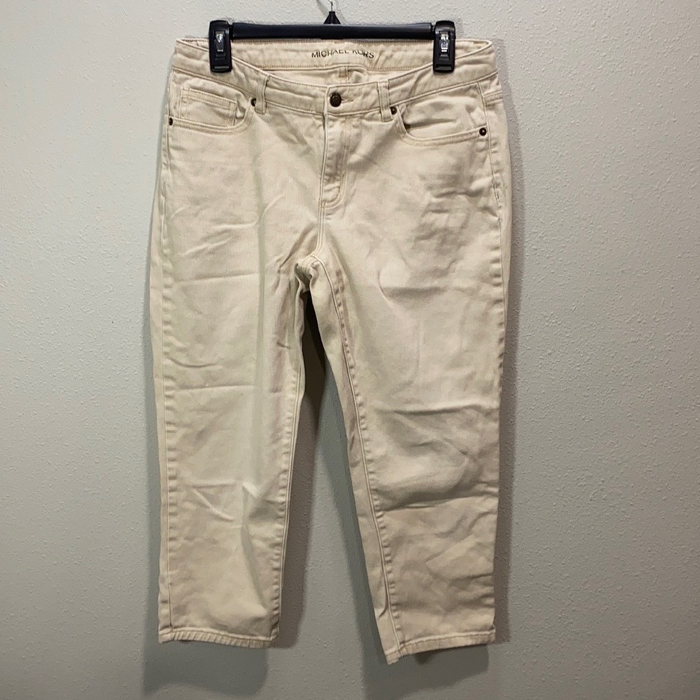 Michael KORS cropped‎ skinny light colored denim tan